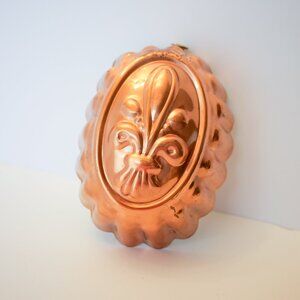 Vintage Copper Oval Mold, Retro Kitchen Decor